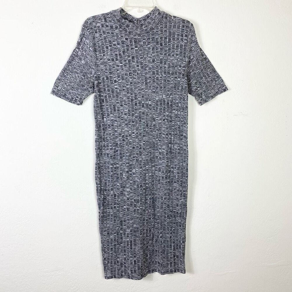 Love Ari Heathered Grey Ribbed Mockneck Midi Bodycon Dress Size 1X